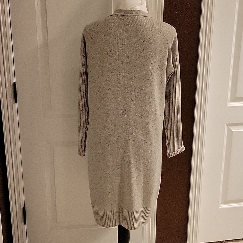 Pure Collection Light Gray Long Button-Front Cardigan - Picture 2 of 4